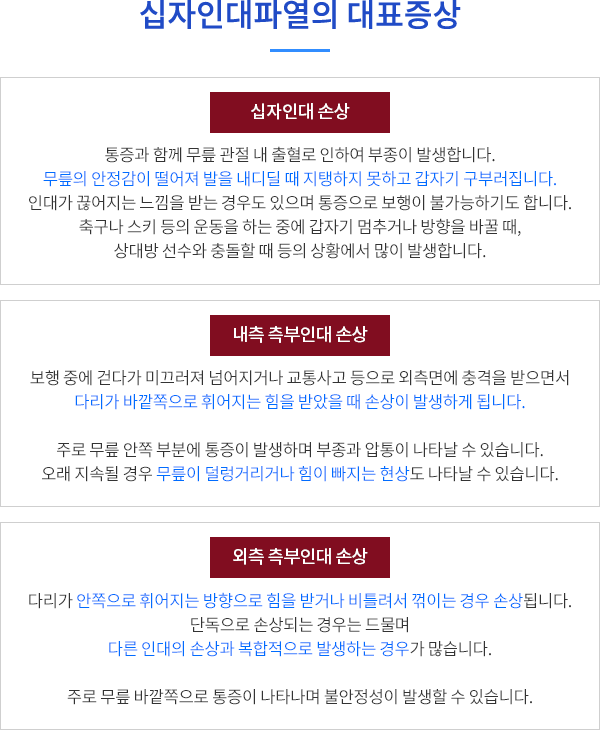 십자인대파열의 대표증상